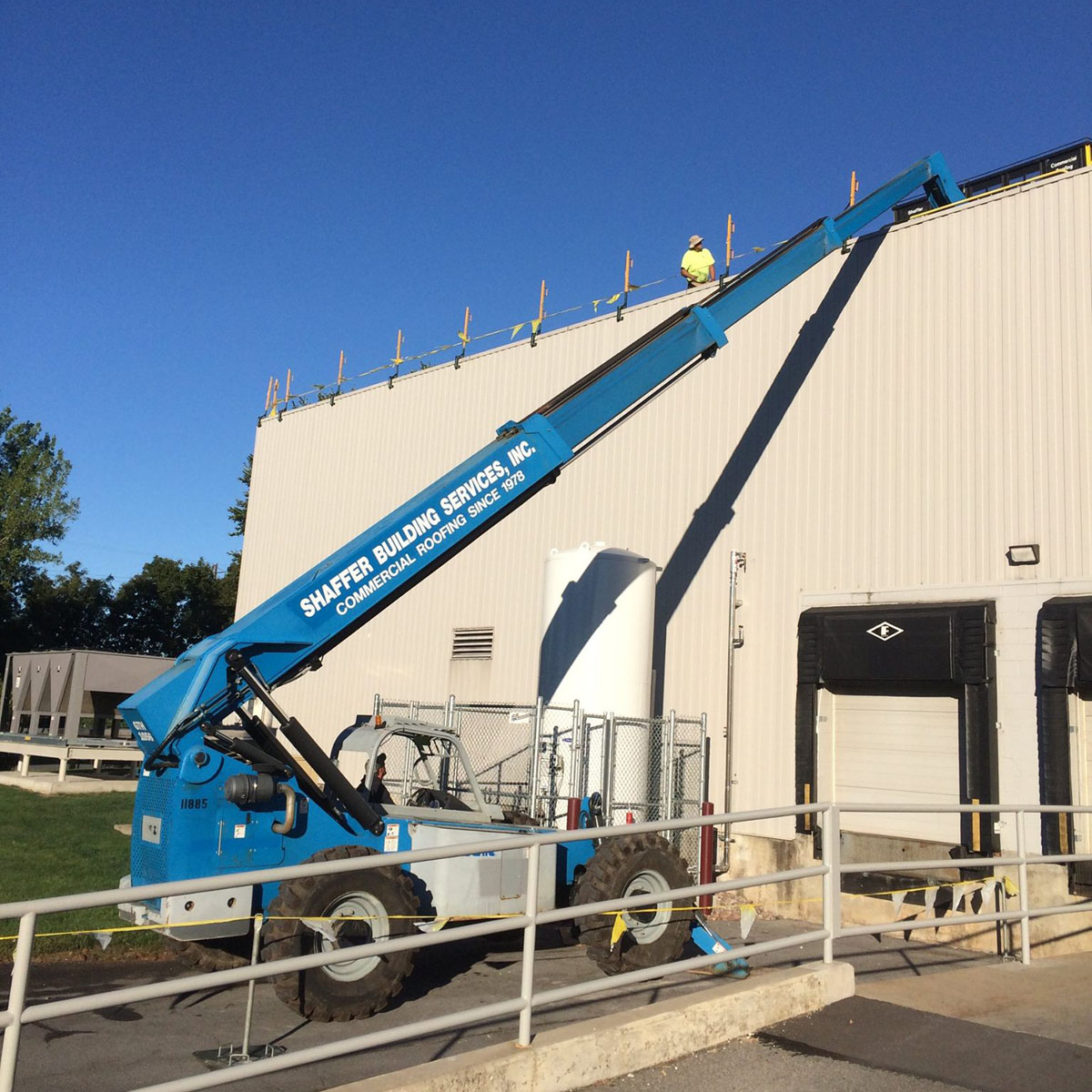 Commercial roof construction in progress