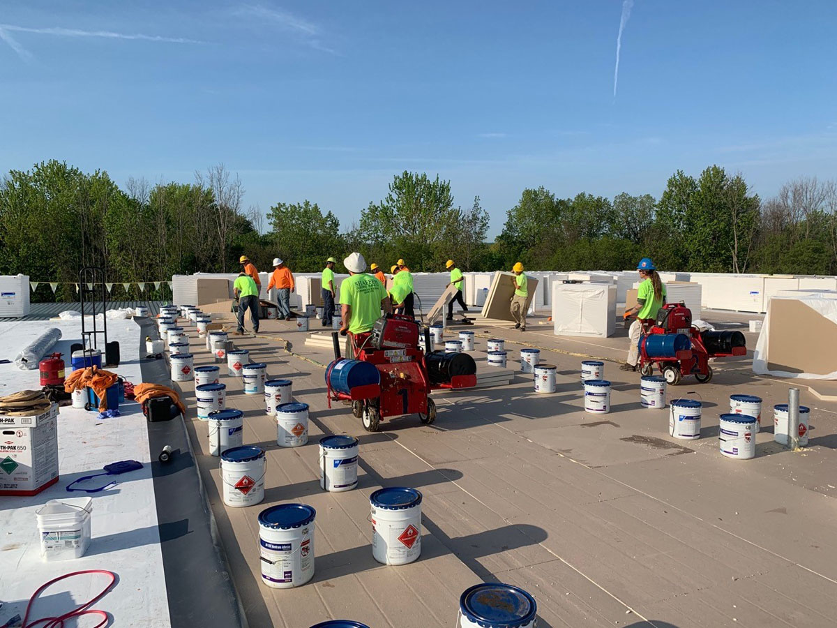 Shaffer crew installing a single-ply membrane roof at Ultra Dairy, East Syracuse